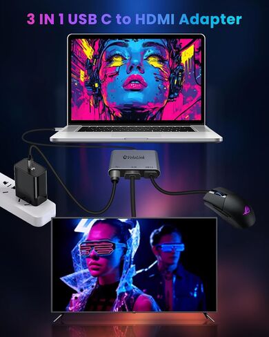 Usbc to hdmi Adapter,hdmi to USB c with 100W PD & USB 3.0,4K HDMI to Typec Adapter, USB C Hub Multiport AV Converter Compatible with MacBook,Laptops, iPhone,PC, Nintendo Switch in Saudi Arabia
