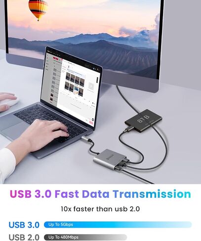 Usbc to hdmi Adapter,hdmi to USB c with 100W PD & USB 3.0,4K HDMI to Typec Adapter, USB C Hub Multiport AV Converter Compatible with MacBook,Laptops, iPhone,PC, Nintendo Switch in Saudi Arabia