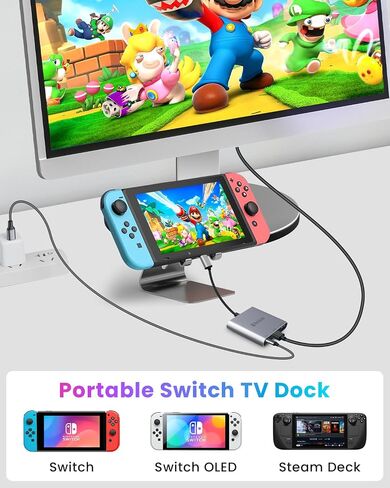Usbc to hdmi Adapter,hdmi to USB c with 100W PD & USB 3.0,4K HDMI to Typec Adapter, USB C Hub Multiport AV Converter Compatible with MacBook,Laptops, iPhone,PC, Nintendo Switch in Saudi Arabia