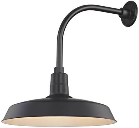Dolan Designs Recesso Lighting Black Farmhouse Style Industrial Gooseneck Outdoor Barn Light with 18" Shade for Wet and Damp Locations in Saudi Arabia