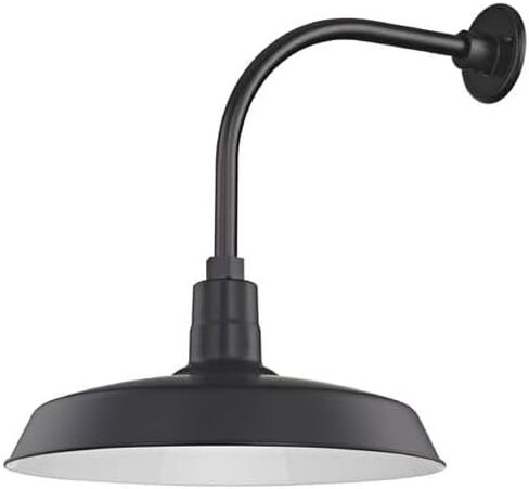 Dolan Designs Recesso Lighting Black Farmhouse Style Industrial Gooseneck Outdoor Barn Light with 18" Shade for Wet and Damp Locations in Saudi Arabia