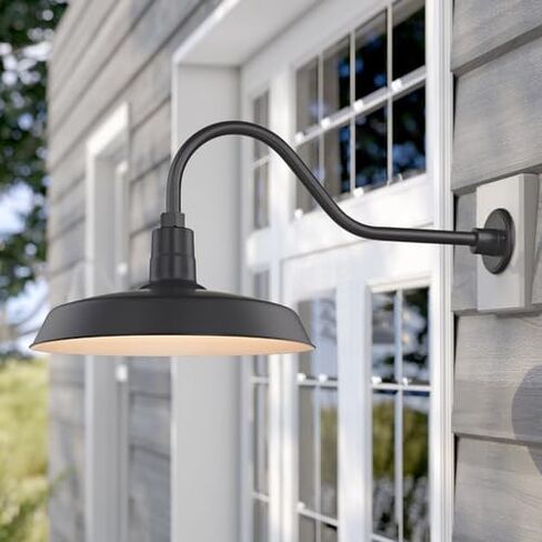 Dolan Designs Black Gooseneck Barn Light with 18" Shade in Saudi Arabia