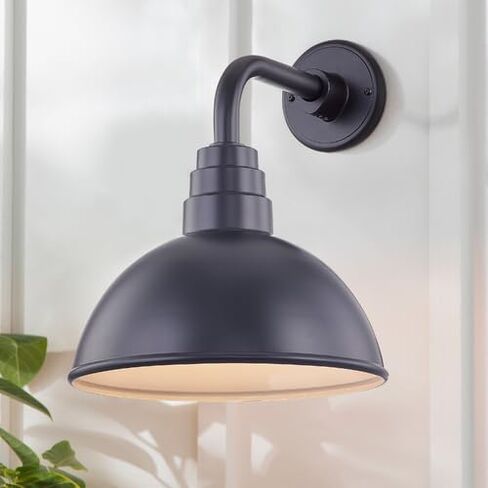 Dolan Designs Black Gooseneck Barn Light with 12" Dome Shade in Saudi Arabia