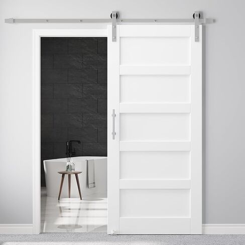60x84 Black Frosted Glass Barn Door and Hardware Kit & 12FT Track, Handle in Saudi Arabia