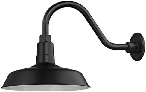 Dolan Designs Recesso Lighting Black Farmhouse Style Industrial Gooseneck Outdoor Barn Light with 12 Inch Shade for Wet and Damp Locations in Saudi Arabia