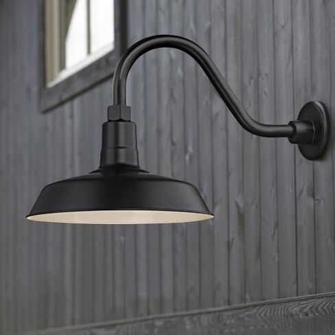 Dolan Designs Recesso Lighting Black Farmhouse Style Industrial Gooseneck Outdoor Barn Light with 12 Inch Shade for Wet and Damp Locations in Saudi Arabia
