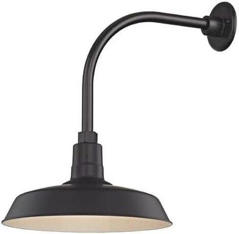 Dolan Designs Recesso Lighting Black Farmhouse Style Industrial Gooseneck Outdoor Barn Light with 14" Shade for Wet and Damp Locations in Saudi Arabia