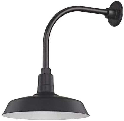 Dolan Designs Recesso Lighting Black Farmhouse Style Industrial Gooseneck Outdoor Barn Light with 14" Shade for Wet and Damp Locations in Saudi Arabia