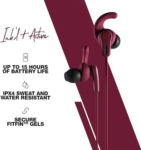 Skullcandy Ink'd+ Active Wireless in-Ear Earbud - Deep Red in Saudi Arabia