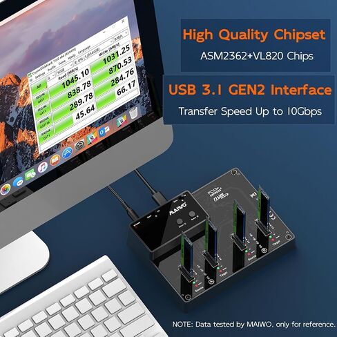 MAIWO M.2 NVMe SSD Cloner Duplicator, USB3.2 GEN2 10Gbps, Two Groups 1-to-1 Clone, 32TB Capacity, USB-C 4 Bay Hard Drive Docking Station Reader Adapter Enclosure in Saudi Arabia