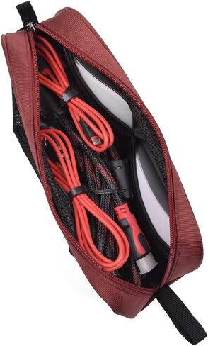 Universal Electronics Accessories Travel Organizer - Zipper Mesh Adapter Case for Laptop, Notebook, Tablet, Power, Mouse, Cord, USB Accessories - Red in Saudi Arabia