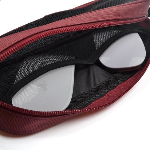 Universal Electronics Accessories Travel Organizer - Zipper Mesh Adapter Case for Laptop, Notebook, Tablet, Power, Mouse, Cord, USB Accessories - Red in Saudi Arabia