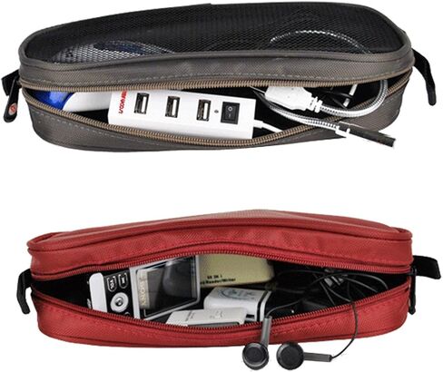 Universal Electronics Accessories Travel Organizer - Zipper Mesh Adapter Case for Laptop, Notebook, Tablet, Power, Mouse, Cord, USB Accessories - Red in Saudi Arabia