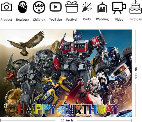 J-G Happy Birthday Backdrop for Boys Girls, 5x3ft in Saudi Arabia