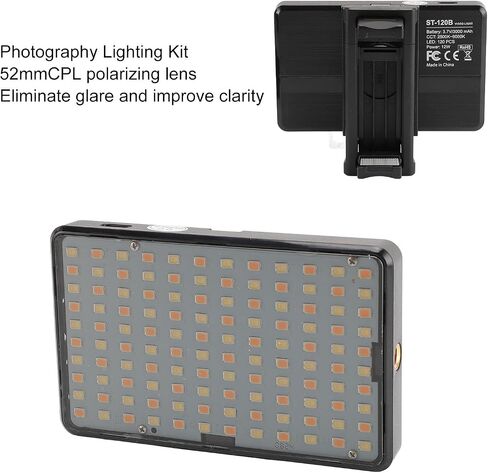 LED Photo Lighting Panel with Adjustable Colours for Photography Enthusiasts, Portable with 52mm CPL Lens in Saudi Arabia