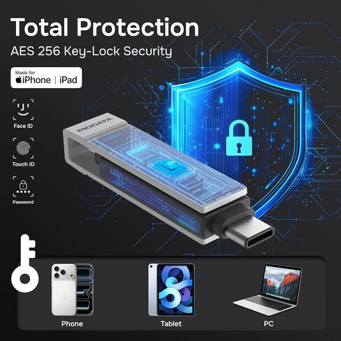 MFi iPhone Flash Drive 256GB, Smart App Backup, USB-C & Lightning in Saudi Arabia