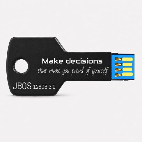 JBOS 128GB USB 3.0 Flash Drive, Metal Key-Shaped, Black in Saudi Arabia