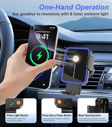 15W Auto-Clamping Wireless Car Charger Mount, Air Vent Cell Phone Holder in Kuwait