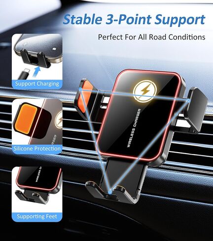 15W Auto-Clamping Wireless Car Charger Mount, Air Vent Cell Phone Holder in Kuwait