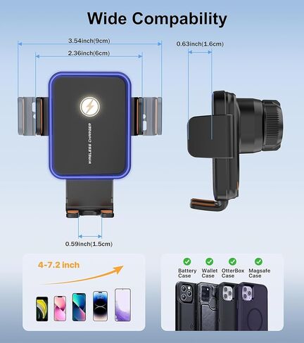15W Auto-Clamping Wireless Car Charger Mount, Air Vent Cell Phone Holder in Kuwait