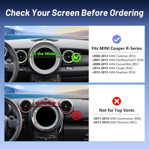 Phone Mount for BMW Mini Cooper (2007-2013 R56, 08-14 R55, 09-15 R57, 12-15 R58/R59), Magnetic iPhone Holder, Magsafe Car Mount Charger, 15W Wireless Car Charger, Hands Free & 360°, Car Accessories in Saudi Arabia