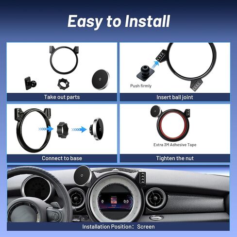 Phone Mount for BMW Mini Cooper (2007-2013 R56, 08-14 R55, 09-15 R57, 12-15 R58/R59), Magnetic iPhone Holder, Magsafe Car Mount Charger, 15W Wireless Car Charger, Hands Free & 360°, Car Accessories in Saudi Arabia
