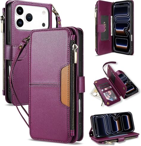 Compatible with iPhone 17 Pro Max Wallet Case with Card Holder Fashion PU Leather Magnetic Snap Flip Zipper Strap Protective Phone Case for iPhone 17 Pro Max Case Wallet(6.9 inch-Black) in Saudi Arabia