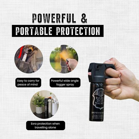 Police Magnum Self Defense Pepper Spray Fogger – Maximum Strength Personal Protection – Portable Non-Lethal Safety Gear – Made in USA – 2 Pack 3oz FM in Saudi Arabia