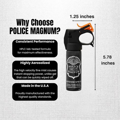 Police Magnum Self Defense Pepper Spray Fogger – Maximum Strength Personal Protection – Portable Non-Lethal Safety Gear – Made in USA – 2 Pack 3oz FM in Saudi Arabia