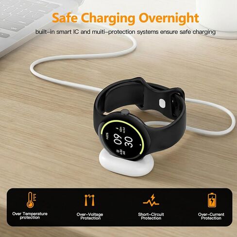 AWINNER Compatible for Google Pixel Watch 4 Charger, [2-Pack] Magnetic Charging Cable Smartwatch Accessories, Type C Fast Power Adapter Dock Wire, Black & White (3.3ft/1m) in Kuwait
