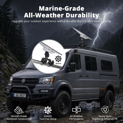 XLTTYWL® Dual Clamp RV Ladder Pole Mount for Starlink Mini/ Mini X in Saudi Arabia