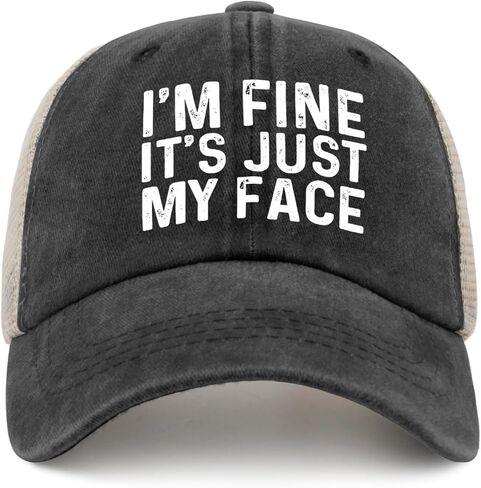 I'm Fine Its Just My Face Trucker Hat Men Trendy Mesh Cap for Summer in Saudi Arabia