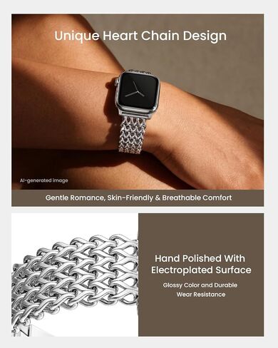 Stainless Steel Compatible with Apple Watch Band for Women in Saudi Arabia