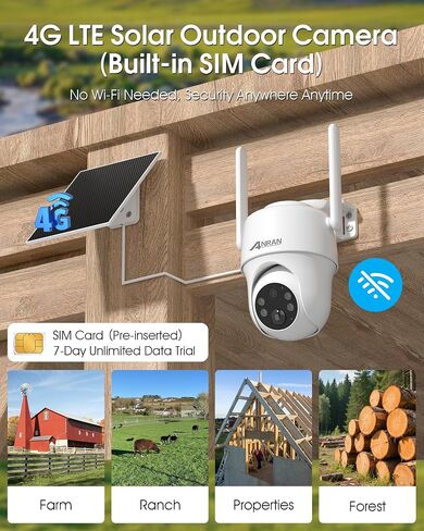 ANRAN 4G LTE Cellular Solar Security Camera Wireless Outdoor No WiFi Needed in Saudi Arabia
