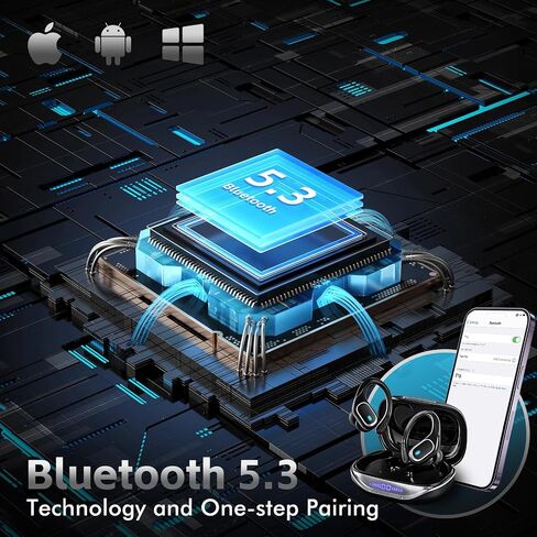 Wireless Earbuds Bluetooth Headphones 80Hrs Playtime Ear Buds IPX7 Waterproof Sports Earphones Wireless Charging Case Over-Ear Earhooks Headest - Black in Kuwait