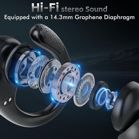 Wireless Earbuds Bluetooth Headphones 80Hrs Playtime Ear Buds IPX7 Waterproof Sports Earphones Wireless Charging Case Over-Ear Earhooks Headest - Black in Kuwait