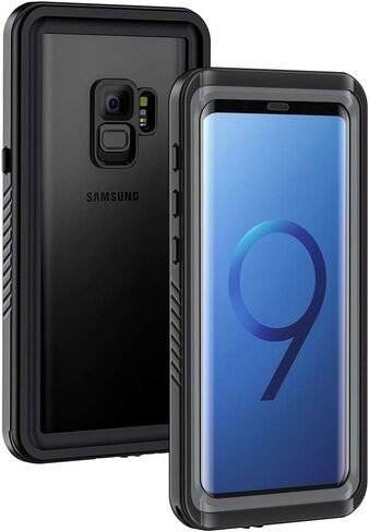 Lanhiem for Samsung Galaxy S9 Phone Case, IP68 Waterproof Dustproof Case with Built-in Screen Protector, Rugged Full Body Shockproof Protective Cover for Galaxy S9 (Black) in Saudi Arabia