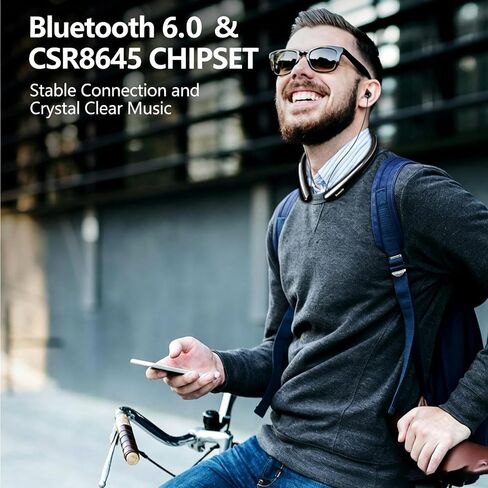 Neckband Bluetooth Headphones, 24H Playtime Wireless Neckband Headphones with Retractable Earbuds, HiFi Stereo Noise Cancelling Neckband Earphones for Sports Running in Saudi Arabia