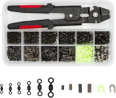Rite Angler Rigging Kit 651pcs Swivels, Sleeves, Nylon & Stainless Steel Thimbles, Crimp Tool for Big Game Fishing Freshwater & Saltwater Rigging in Saudi Arabia