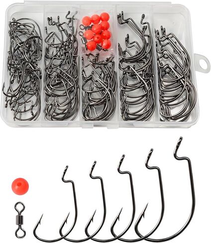 135pcs Bass Fishing Hooks EWG Hooks with Beads and Barrel Swivels in Saudi Arabia