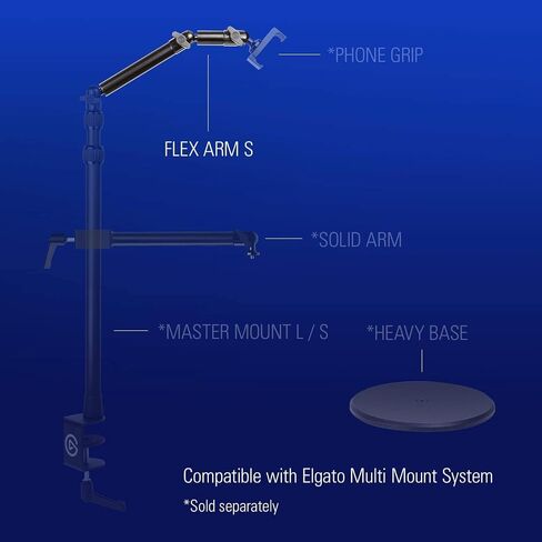 ذراع Elgato Flex Arm S، ذراع مفصلي ممتاز مكون من قسمين لسهولة تركيب وضبط الأضواء والكاميرات والميكروفونات، للبث وعقد مؤتمرات الفيديو والاستوديوهات، يتطلب أساسيات تركيب متعددة in Saudi Arabia