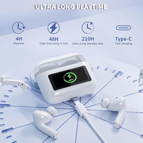 Wireless Earbuds, Blue-tooth Headphones with Smart Touch Screen LED Display, ANC Noise Canceling Earbuds with 48Hrs Playtime,Waterproof Sports Blue-tooth Headphones for iPhone 17/16/15/14/iPad/Android in Saudi Arabia