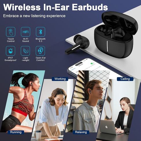 Samsung Wireless Earbuds Bluetooth 5.3 Headphones for Samsung Galaxy A17 A16 A37 S26 Ultra S25 S24 S23 S22 S21 S20 Plus,60H Playtime Sports Type C Earphones with Noise Cancelling Mic for Android Phone in Saudi Arabia