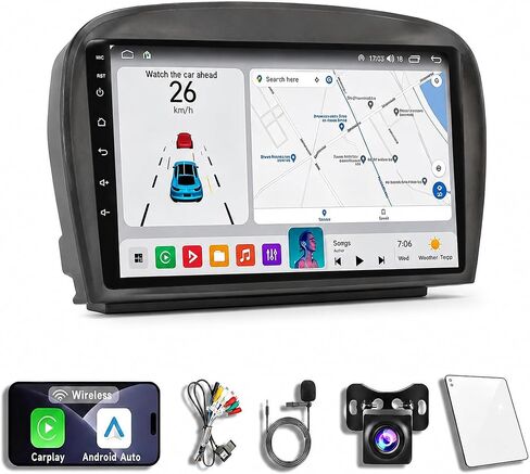 Android 14 Car Radio Stereo for Mercedes-Benz SL R230 SL350 SL500 SL55 SL600 SL65 2001-2007, 10 Inch Touch Screen Dash Kit 4-Core 1+32G with Wireless CarPlay Android Auto GPS Navigation Bluetooth SWC in Saudi Arabia