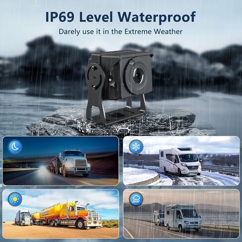 4 Channel Backup Camera System,Touchable 10.1 inch Monitor with DVR Loop Recording, IP69 Waterproof, Nightvision 1080P Camera for RV/Truck/Trailer Pickup, Wired (Cigarette Charger &32G) in Kuwait