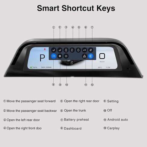 Heads Up Dispaly with Air Vent​ for Tesla Model Y 2019-2024 & Model 3 2017-2023 9.66" Screen - Wireless CarPlay Android Auto, Blind Spot,Anti-Glare Screen in Kuwait