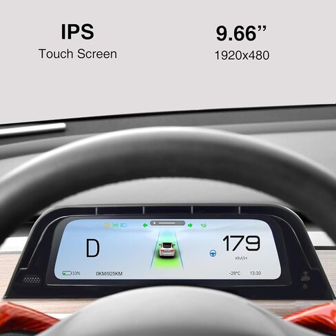 Heads Up Dispaly with Air Vent​ for Tesla Model Y 2019-2024 & Model 3 2017-2023 9.66" Screen - Wireless CarPlay Android Auto, Blind Spot,Anti-Glare Screen in Kuwait