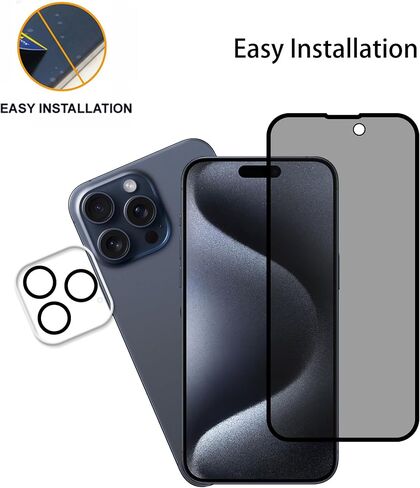 2-2 Pack Privacy Screen Protector Designed For IPhone15 Pro Max Anti Spy Private Tempered Glass Film 2-Pack Camera Lens Protector Film 2-Pack in Saudi Arabia