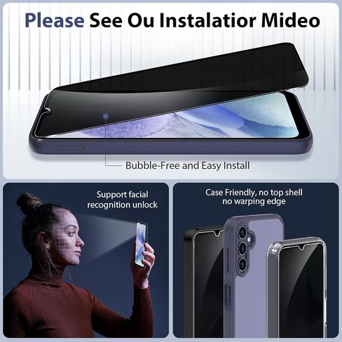 3 Pack Compatible With Samsung Galaxy A25 Screen Protector Privacy Samsung A25 Screen Protector Anti-Spy,Sensitive Touch,Anti-Scratch,Shock Resistant,Full Coverage in Kuwait