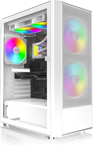 Montech X2 Plus ATX Mid-Tower Computer Case Tempered Glass Side Panel Desktop Chassis Bundle with MONTECH HyperFlow Digital 240mm Radiator CPU AIO Cooler White in Saudi Arabia